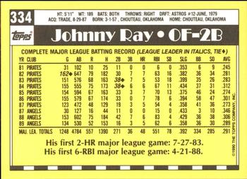 1990 Topps - Collector's Edition (Tiffany) #334 Johnny Ray Back