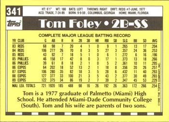 1990 Topps - Collector's Edition (Tiffany) #341 Tom Foley Back