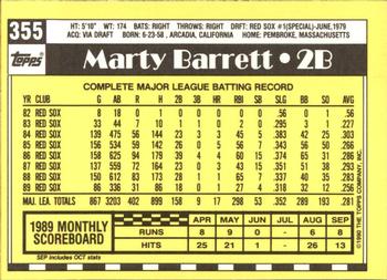 1990 Topps - Collector's Edition (Tiffany) #355 Marty Barrett Back
