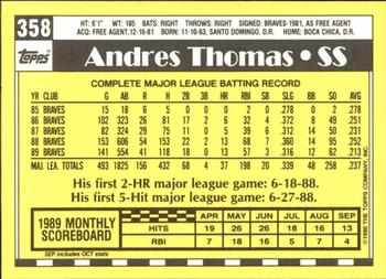 1990 Topps - Collector's Edition (Tiffany) #358 Andres Thomas Back