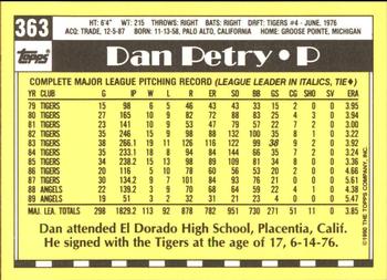1990 Topps - Collector's Edition (Tiffany) #363 Dan Petry Back