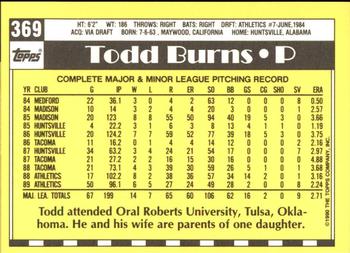 1990 Topps - Collector's Edition (Tiffany) #369 Todd Burns Back