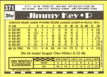 1990 Topps - Collector's Edition (Tiffany) #371 Jimmy Key Back