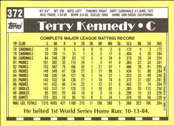 1990 Topps - Collector's Edition (Tiffany) #372 Terry Kennedy Back