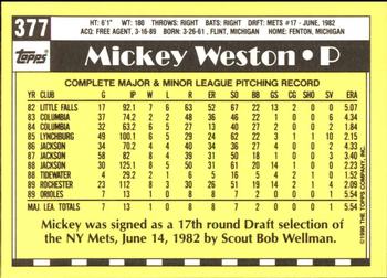 1990 Topps - Collector's Edition (Tiffany) #377 Mickey Weston Back