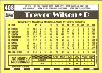 1990 Topps - Collector's Edition (Tiffany) #408 Trevor Wilson Back