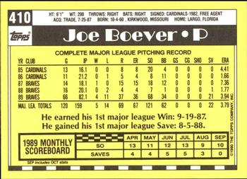 1990 Topps - Collector's Edition (Tiffany) #410 Joe Boever Back
