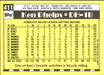 1990 Topps - Collector's Edition (Tiffany) #411 Ken Phelps Back
