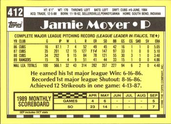 1990 Topps - Collector's Edition (Tiffany) #412 Jamie Moyer Back