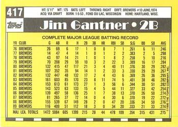 1990 Topps - Collector's Edition (Tiffany) #417 Jim Gantner Back