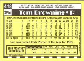1990 Topps - Collector's Edition (Tiffany) #418 Tom Browning Back