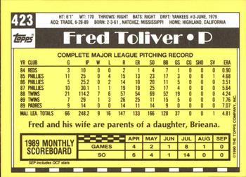 1990 Topps - Collector's Edition (Tiffany) #423 Fred Toliver Back