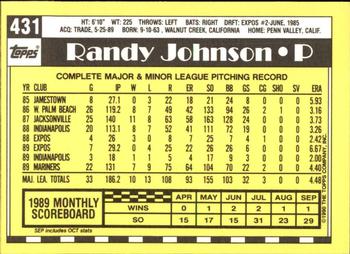 1990 Topps - Collector's Edition (Tiffany) #431 Randy Johnson Back