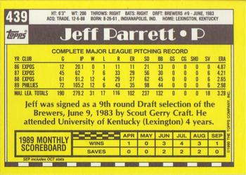1990 Topps - Collector's Edition (Tiffany) #439 Jeff Parrett Back