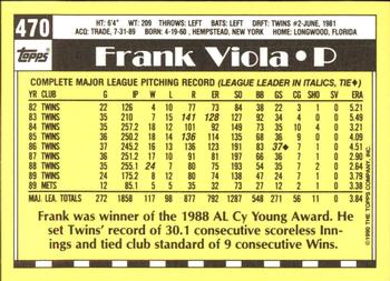 1990 Topps - Collector's Edition (Tiffany) #470 Frank Viola Back