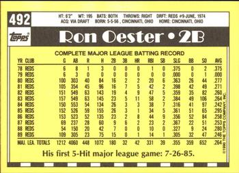 1990 Topps - Collector's Edition (Tiffany) #492 Ron Oester Back