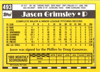 1990 Topps - Collector's Edition (Tiffany) #493 Jason Grimsley Back