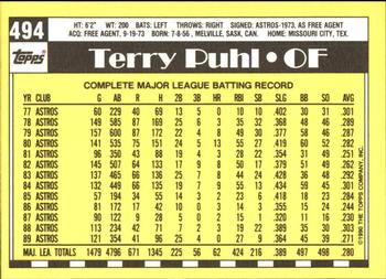 1990 Topps - Collector's Edition (Tiffany) #494 Terry Puhl Back