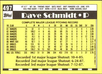 1990 Topps - Collector's Edition (Tiffany) #497 Dave Schmidt Back