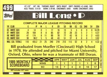 1990 Topps - Collector's Edition (Tiffany) #499 Bill Long Back