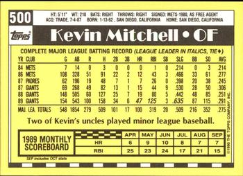 Kevin Mitchell Autographed Baseball - card 1990 Topps #500