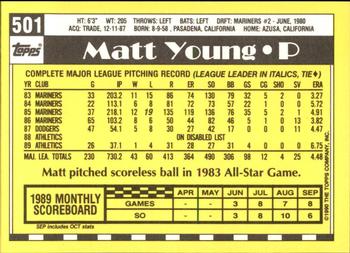 1990 Topps - Collector's Edition (Tiffany) #501 Matt Young Back
