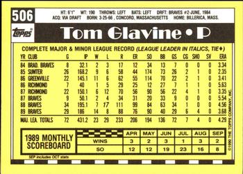 1990 Topps - Collector's Edition (Tiffany) #506 Tom Glavine Back