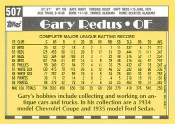 1990 Topps - Collector's Edition (Tiffany) #507 Gary Redus Back