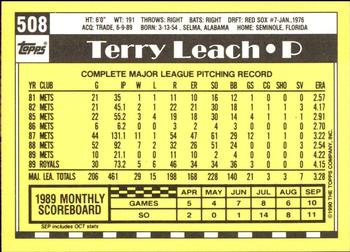 1990 Topps - Collector's Edition (Tiffany) #508 Terry Leach Back