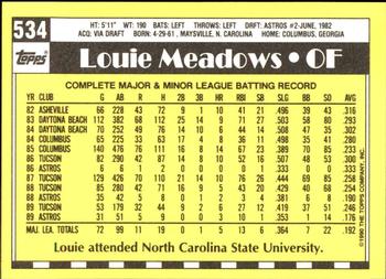 1990 Topps - Collector's Edition (Tiffany) #534 Louie Meadows Back