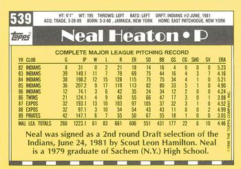 1990 Topps - Collector's Edition (Tiffany) #539 Neal Heaton Back