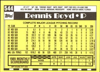 1990 Topps - Collector's Edition (Tiffany) #544 Dennis Boyd Back