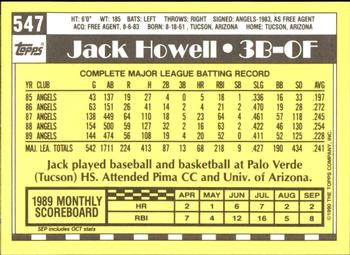 1990 Topps - Collector's Edition (Tiffany) #547 Jack Howell Back