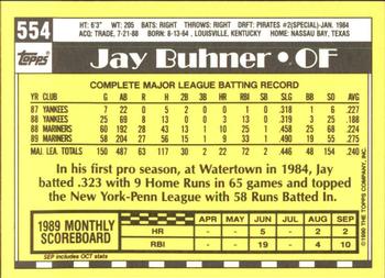 1990 Topps - Collector's Edition (Tiffany) #554 Jay Buhner Back