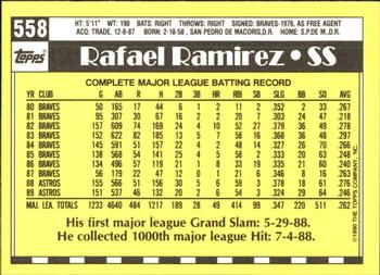 1990 Topps - Collector's Edition (Tiffany) #558 Rafael Ramirez Back