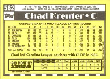 1990 Topps - Collector's Edition (Tiffany) #562 Chad Kreuter Back