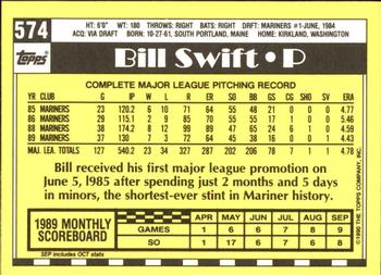 1990 Topps - Collector's Edition (Tiffany) #574 Bill Swift Back
