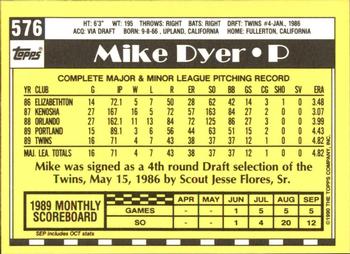 1990 Topps - Collector's Edition (Tiffany) #576 Mike Dyer Back