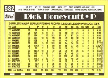 1990 Topps - Collector's Edition (Tiffany) #582 Rick Honeycutt Back