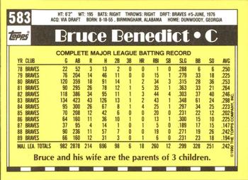 1990 Topps - Collector's Edition (Tiffany) #583 Bruce Benedict Back