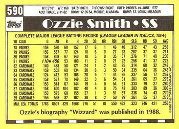 1990 Topps - Collector's Edition (Tiffany) #590 Ozzie Smith Back