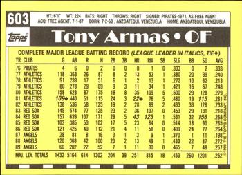 1990 Topps - Collector's Edition (Tiffany) #603 Tony Armas Back