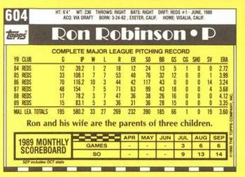 1990 Topps - Collector's Edition (Tiffany) #604 Ron Robinson Back
