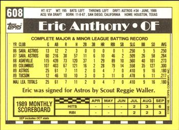 1990 Topps - Collector's Edition (Tiffany) #608 Eric Anthony Back