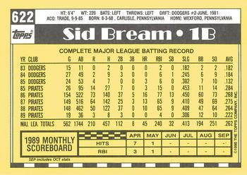 1990 Topps - Collector's Edition (Tiffany) #622 Sid Bream Back