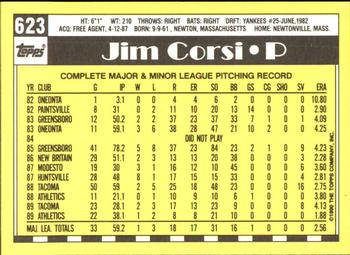 1990 Topps - Collector's Edition (Tiffany) #623 Jim Corsi Back