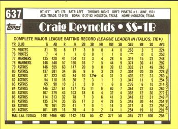 1990 Topps - Collector's Edition (Tiffany) #637 Craig Reynolds Back