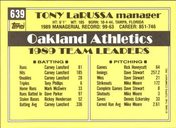 1990 Topps - Collector's Edition (Tiffany) #639 Tony LaRussa Back