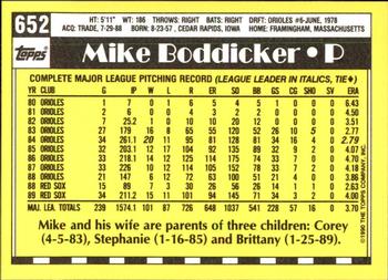 1990 Topps - Collector's Edition (Tiffany) #652 Mike Boddicker Back