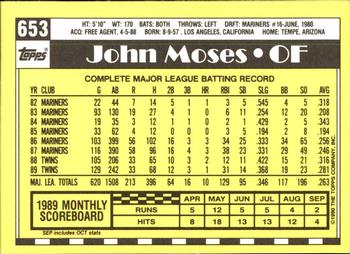 1990 Topps - Collector's Edition (Tiffany) #653 John Moses Back